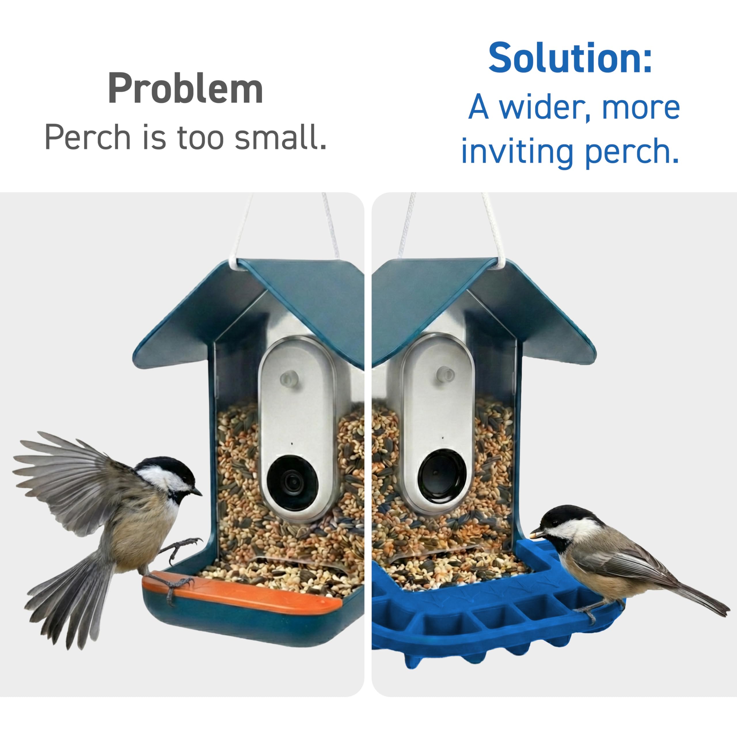 Bird Buddy compatibility closeup shows easy slide-on installation.