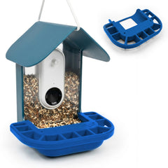 Tributary Brands silicone perch extender on Bird Buddy offers 9-inch wide space for multiple birds.
