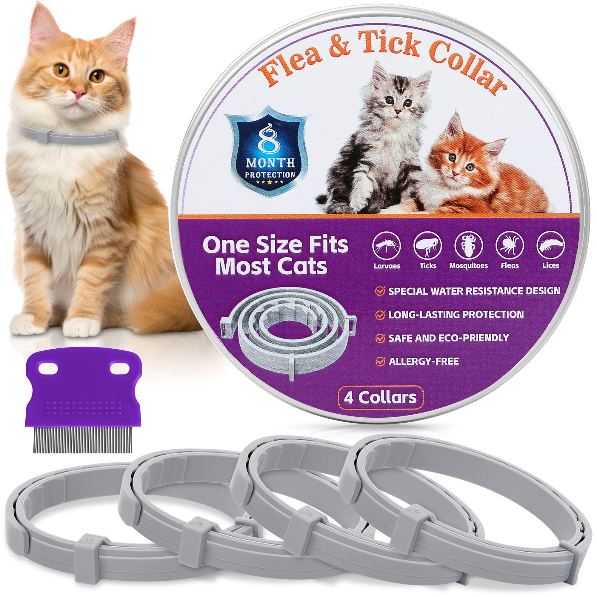 Trihood 4 Pack Cat Collar adjustable strap for comfortable daily wear