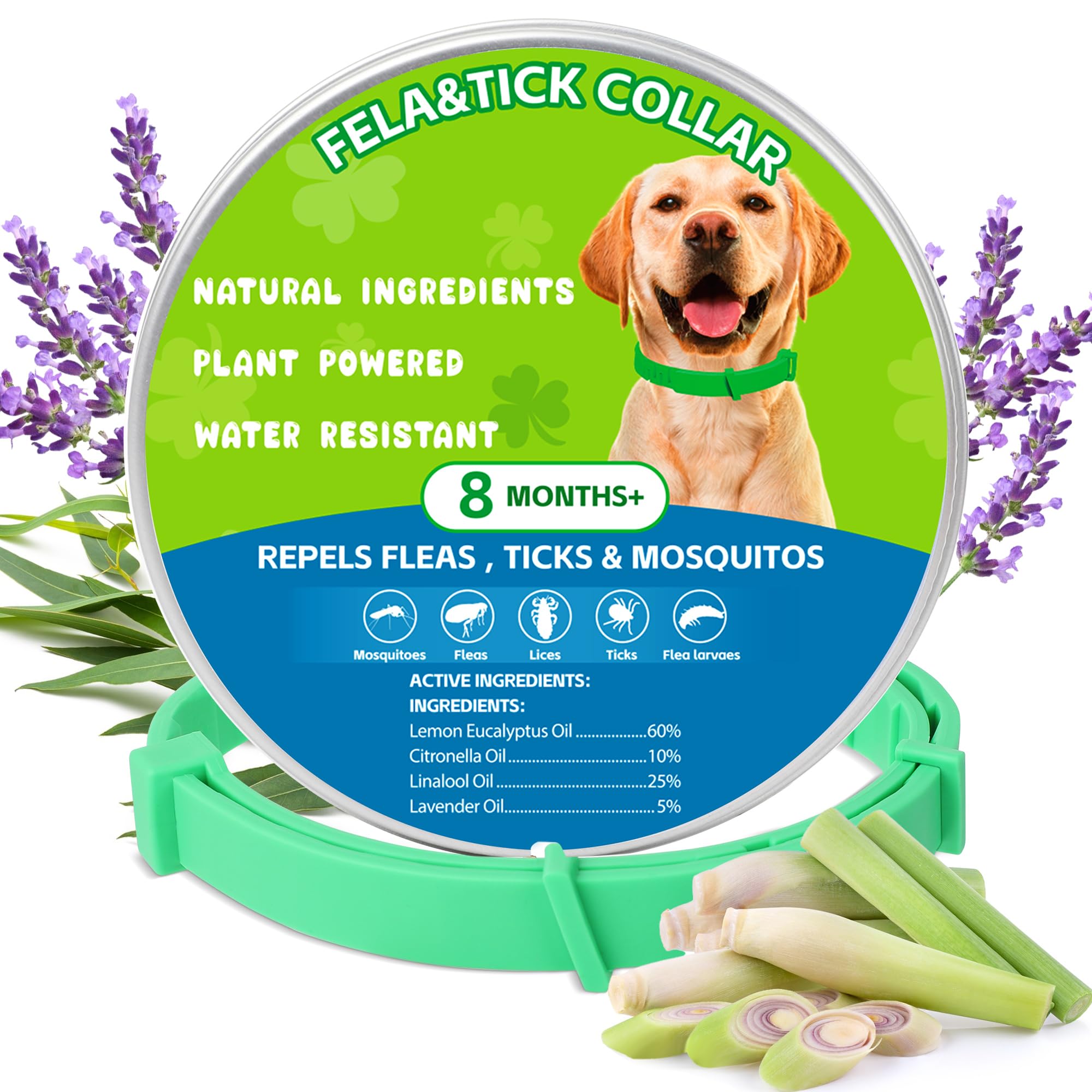 Trihood natural collar lemon eucalyptus label for gentle, chemical-free protection.