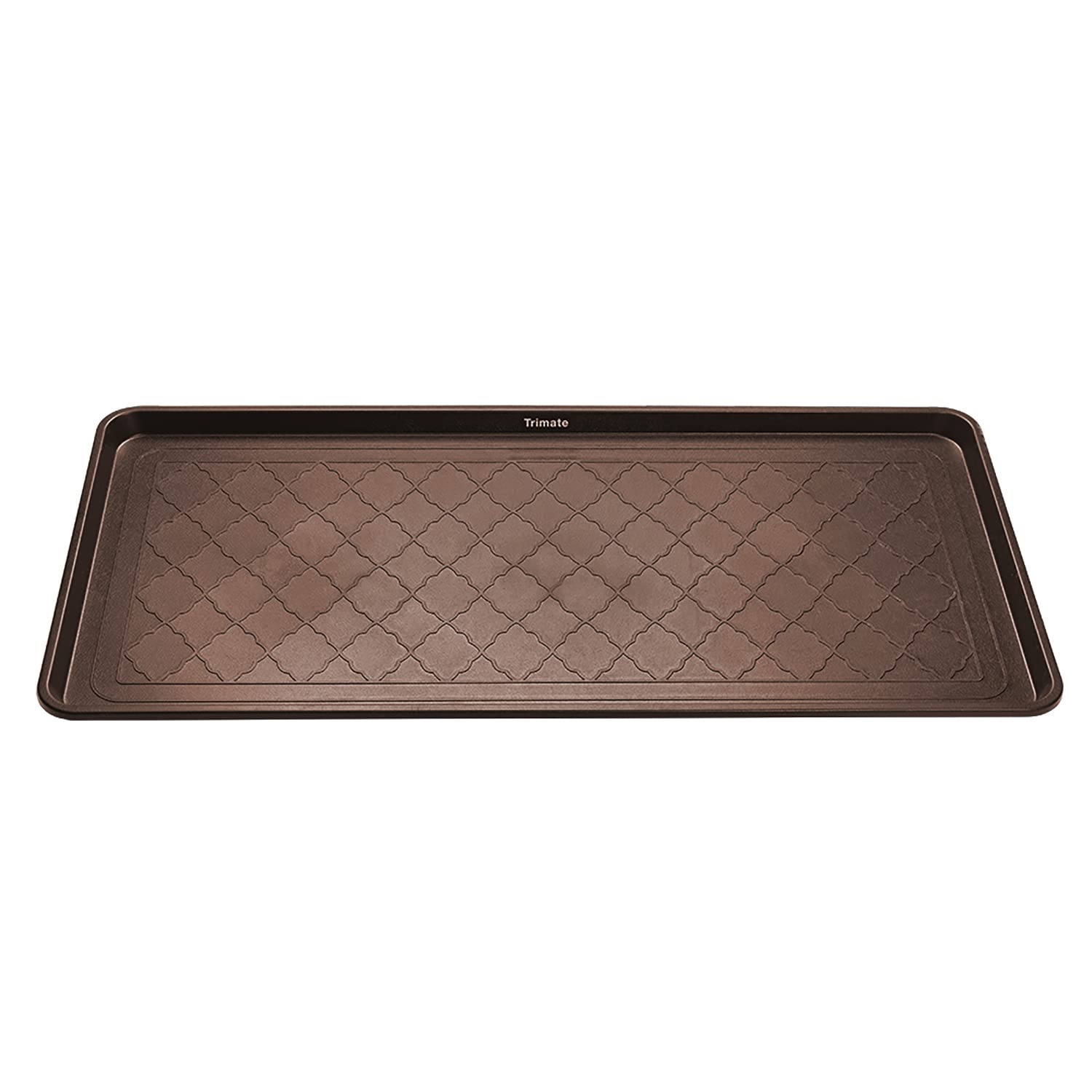 Trimate all weather boot tray in indoor/outdoor setting showing large 40x20 footprint for footwear and items