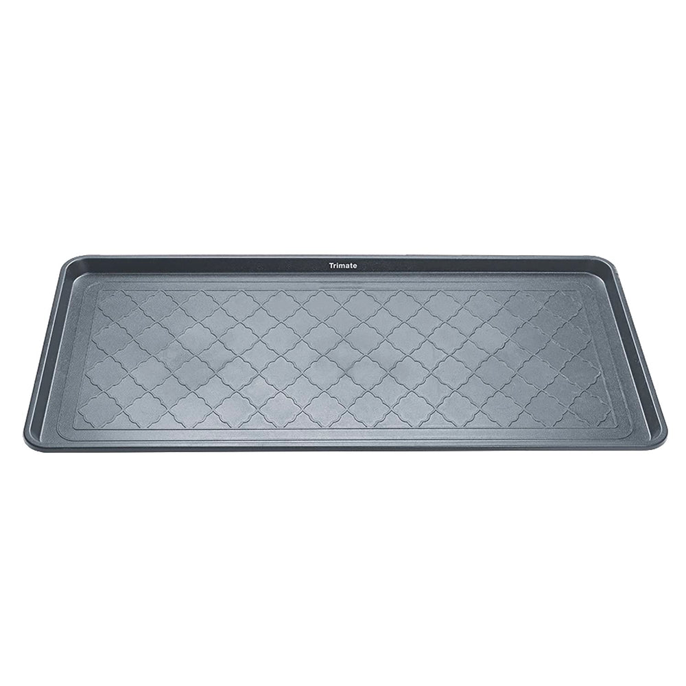 Trimate all-weather boot tray on the exterior porch helps contain mud.