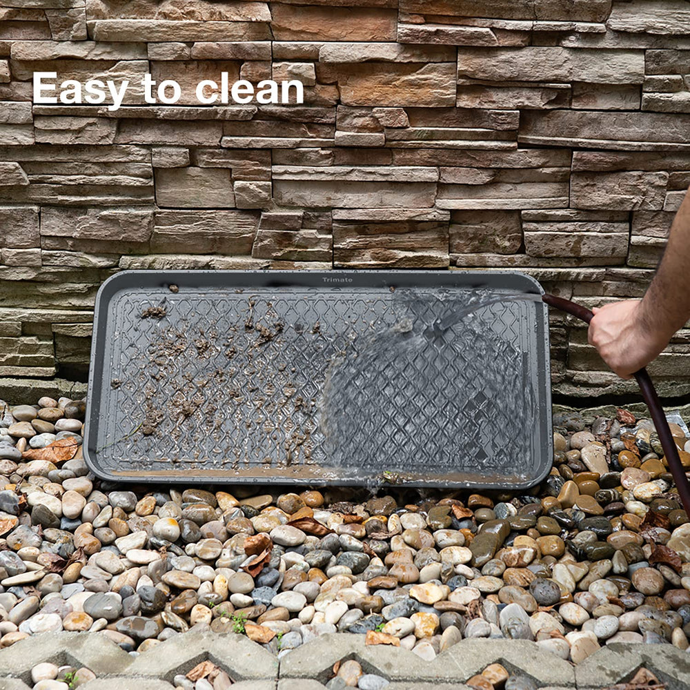 Trimate all-weather boot tray for indoor or outdoor use on the patio.