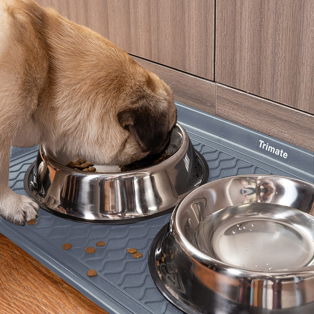 Trimate boot tray doubles as a pet feeding mat to reduce mess.