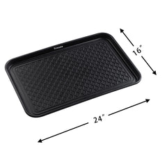 Trimate boot tray raised edge closeup highlights containment of spills and mud.