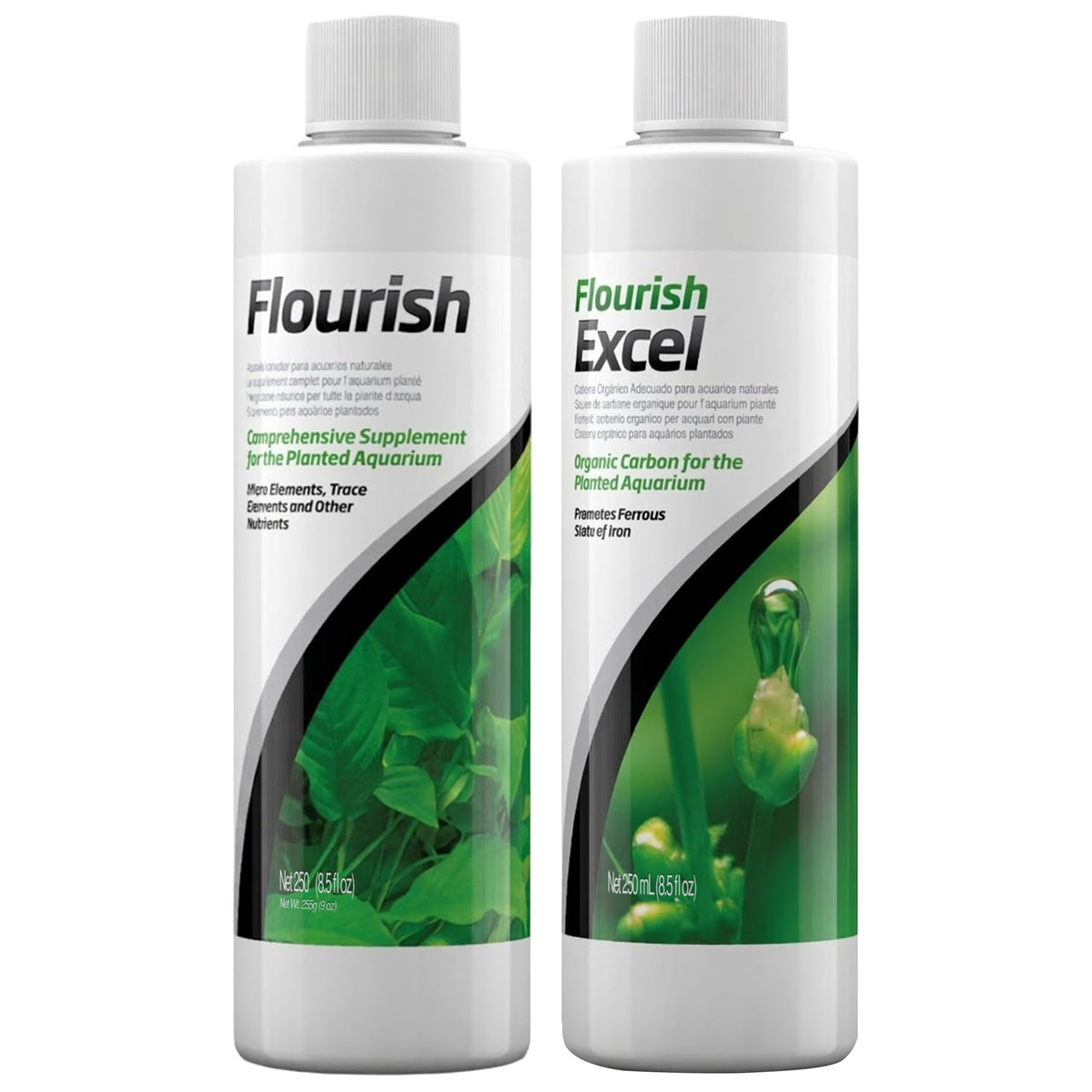 Trinity Treats Flourish supplement 250ml bottle provides essential nutrients for aquatic plant growth.