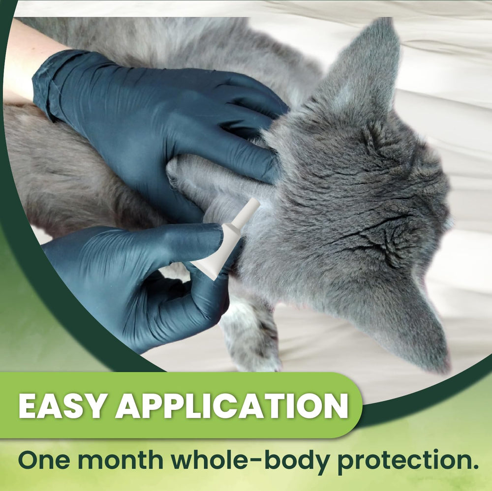 TriOak topical for cats over 1.5 lbs bottle shows ready-to-use dose