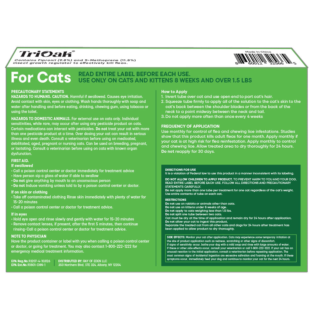 TriOak flea and tick topical cat application neck demonstrates easy monthly use