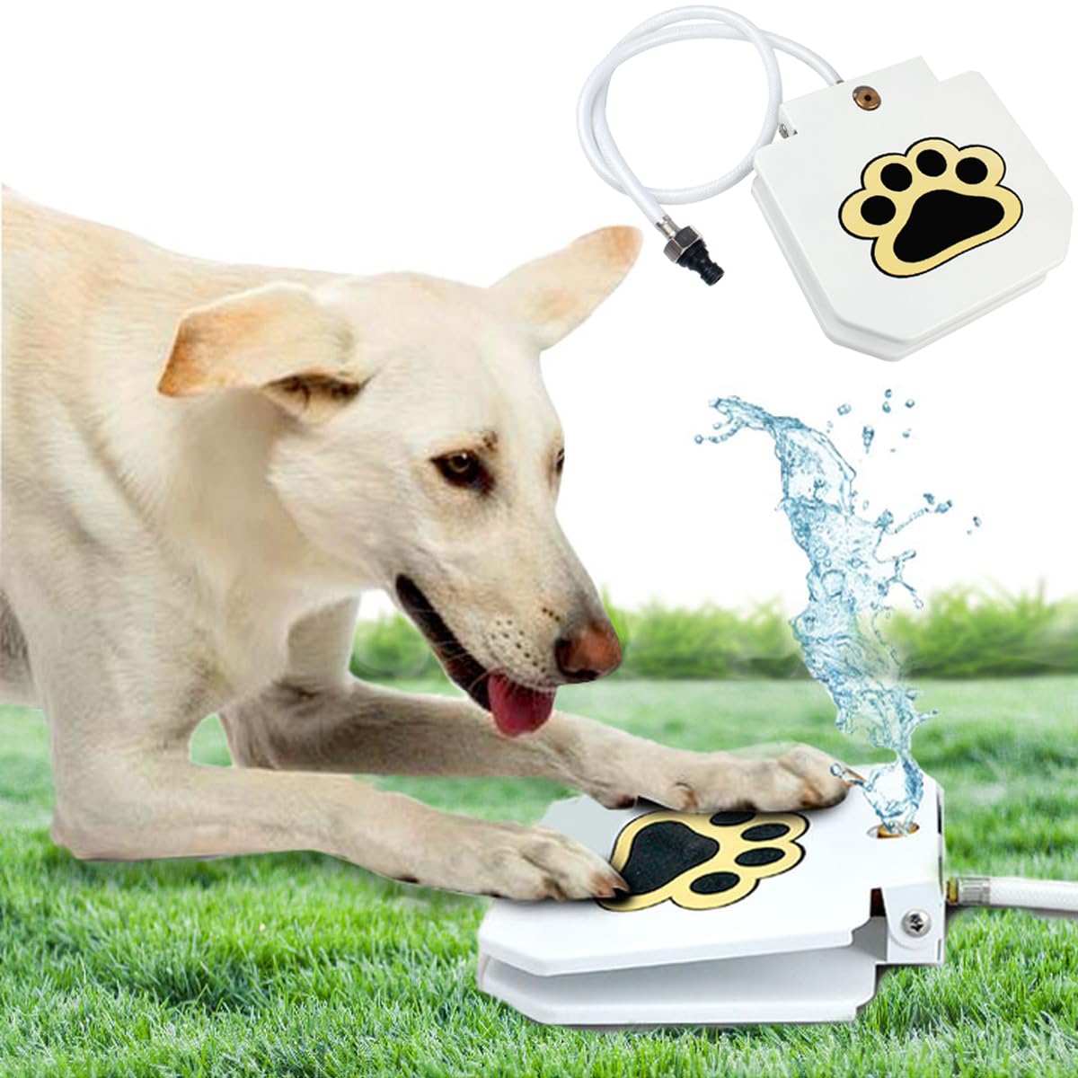 Trio Gato outdoor dog water fountain pedal activation for effortless drinking on demand.