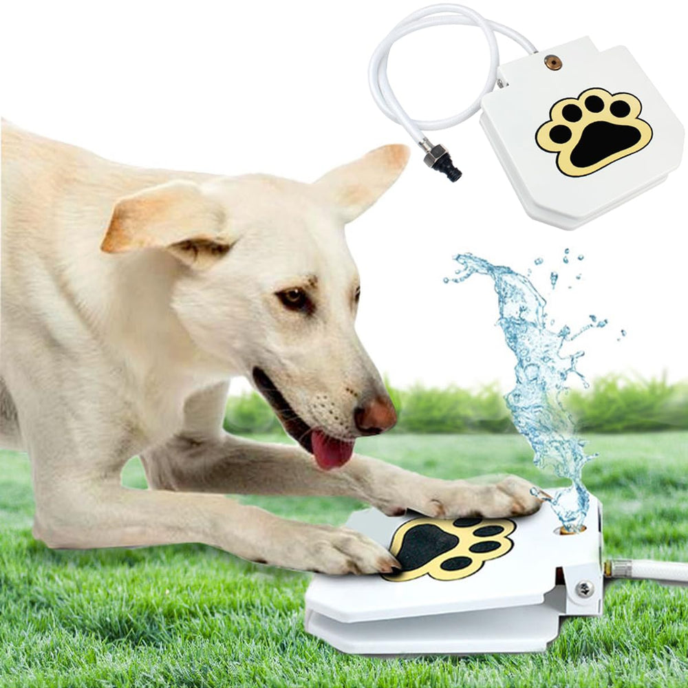 Trio Gato outdoor dog water fountain pedal activation for effortless drinking on demand.
