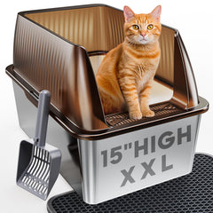 Tripamin 15XL stainless steel litter box enclosure front view for spacious cats