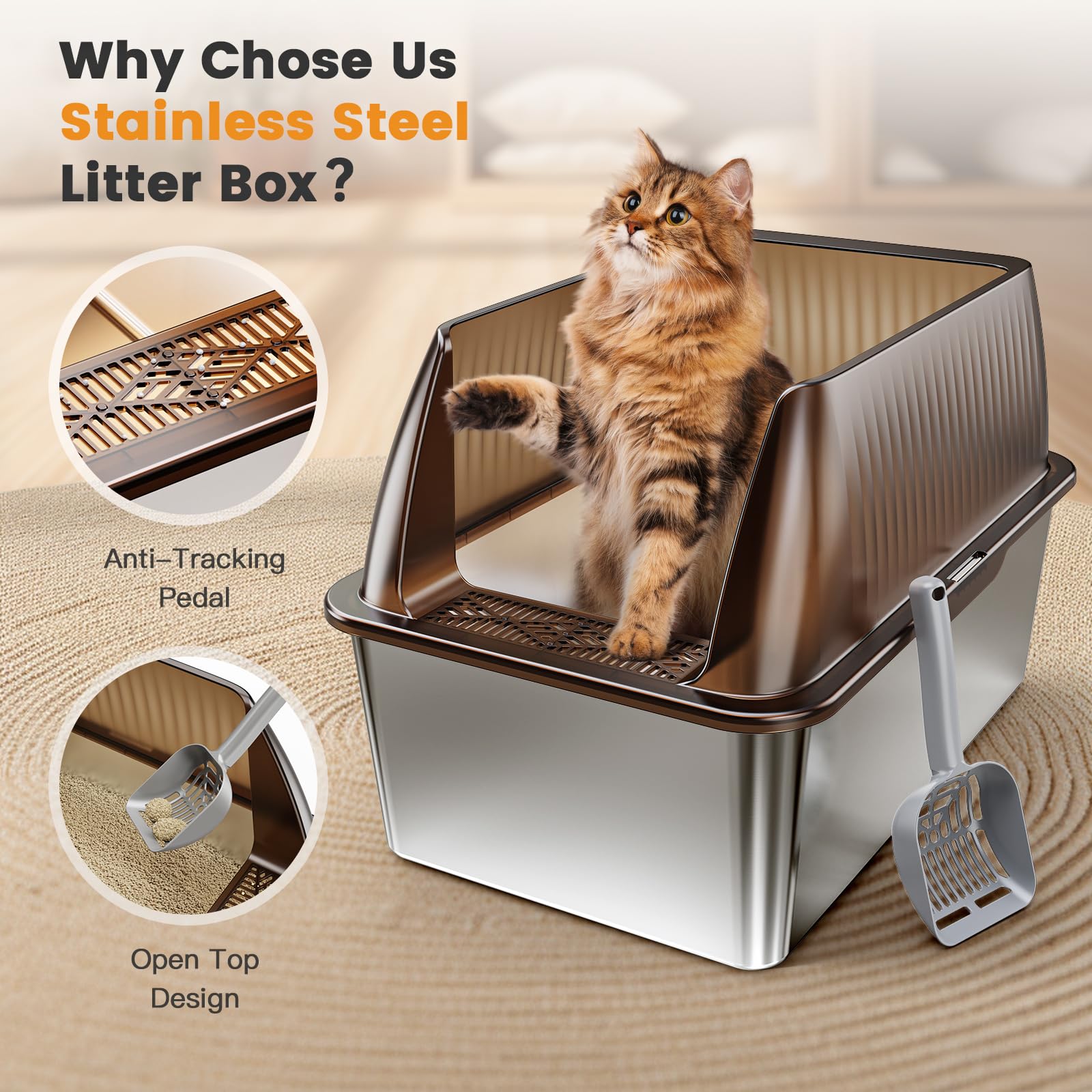 Tripamin easy-clean stainless steel surface close-up