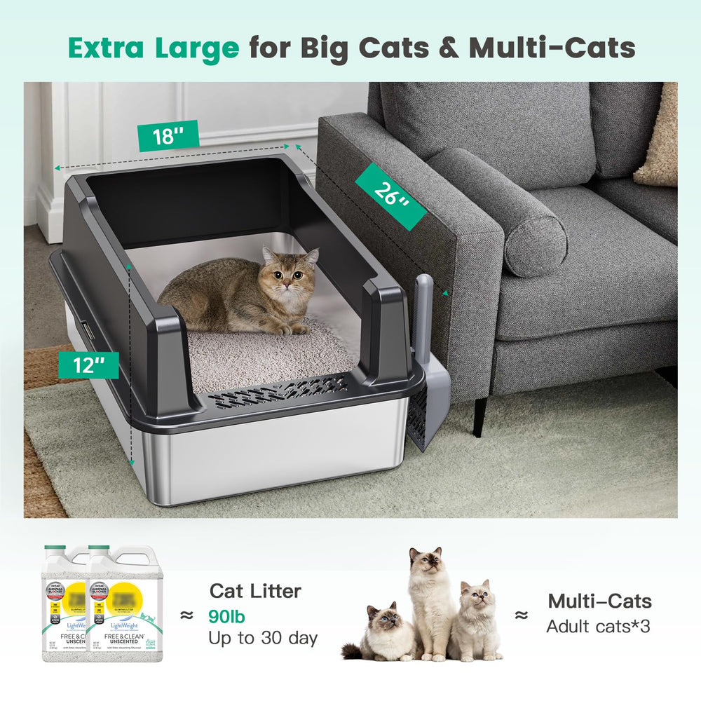Tripamin jumbo box designed for big cats and multi-cat households, durable metal build.
