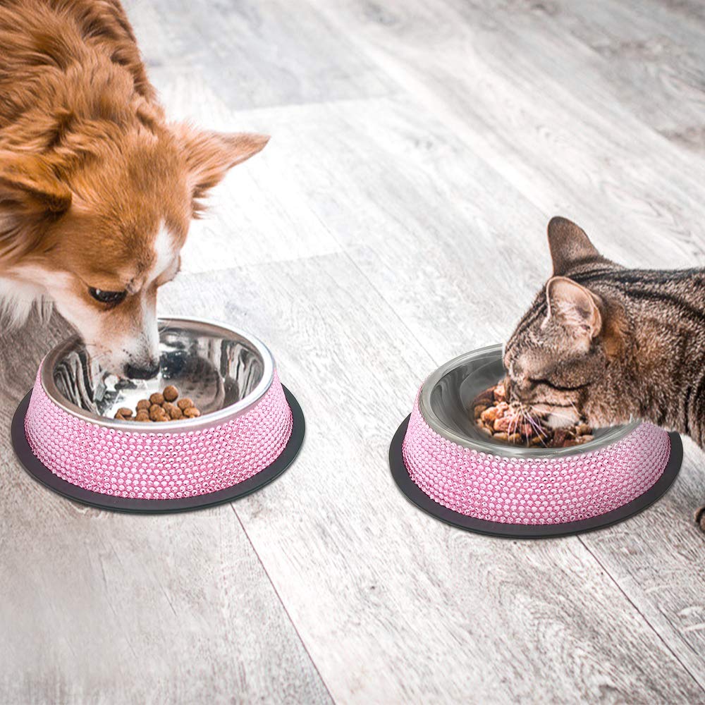 Triumilynn pet meal setup side view showing bowls