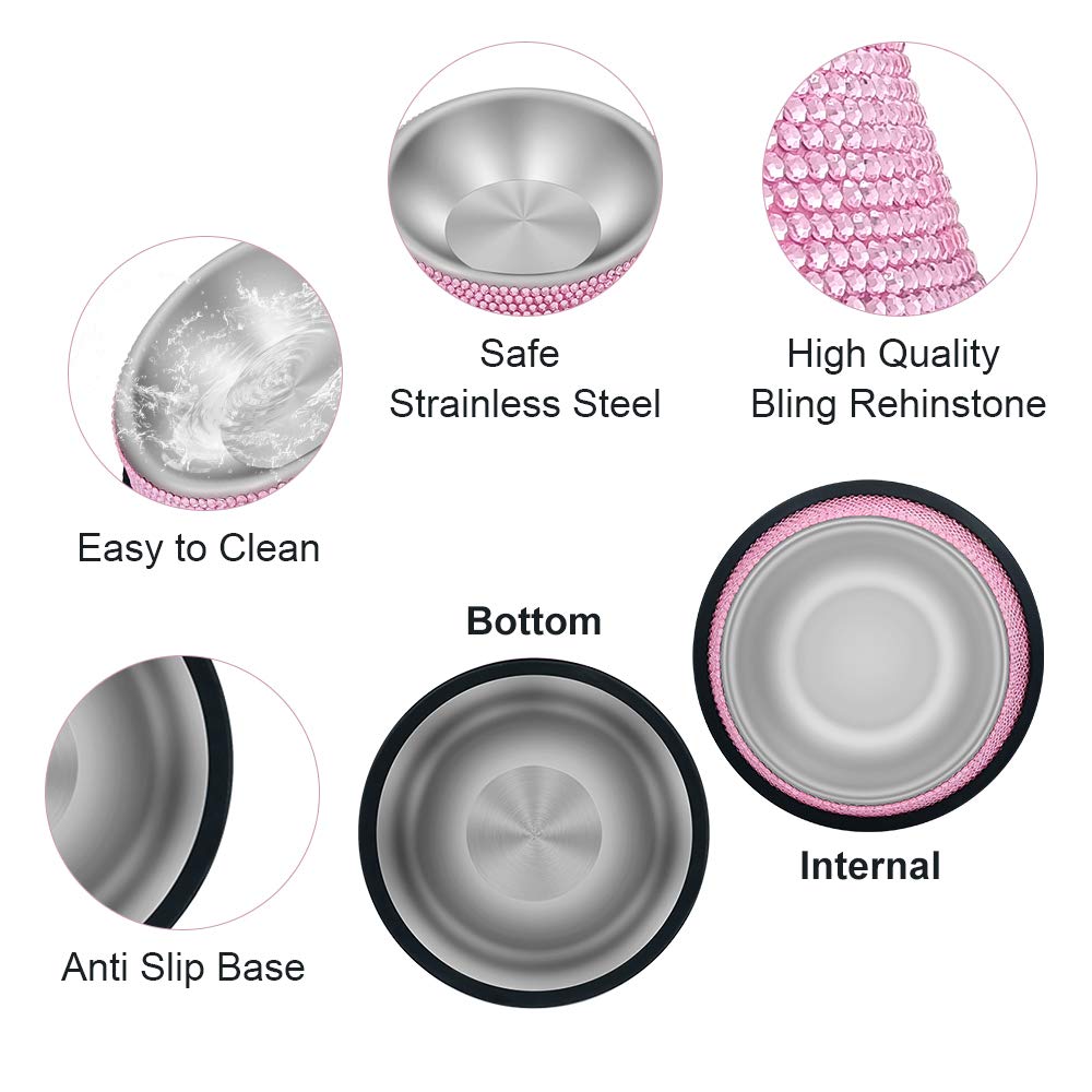 Triumilynn rhinestone dog bowl pink, eye-catching design for small dogs