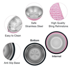 Triumilynn rhinestone dog bowl pink, eye-catching design for small dogs