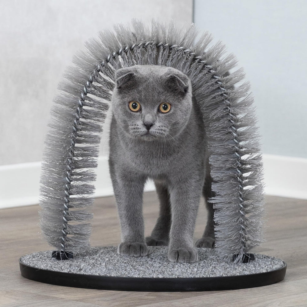 TRIXIE gray massager arch in small size for cat grooming and play