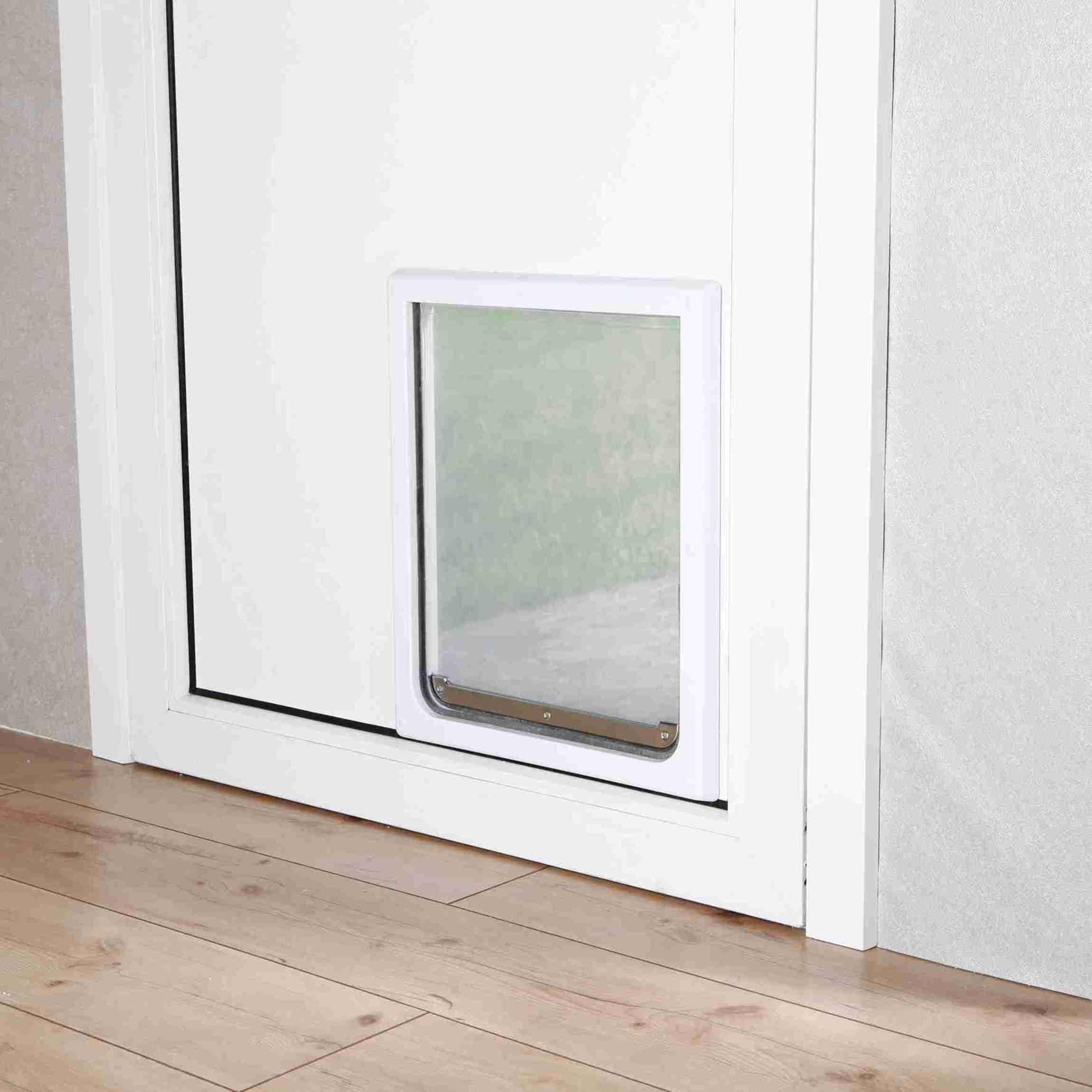 TRIXIE dog door silent-action transparent flap enables quiet entry and exit