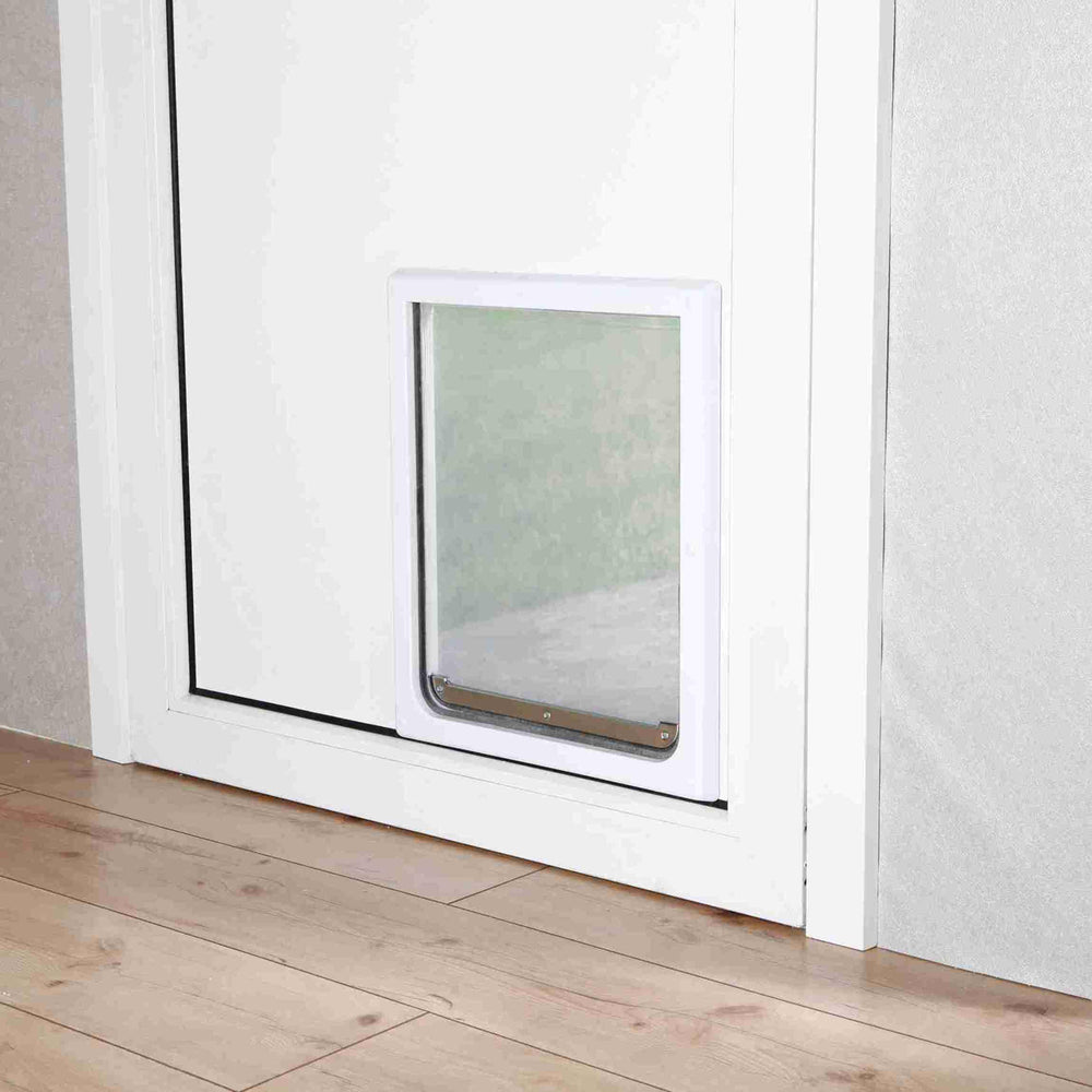 TRIXIE dog door silent-action transparent flap enables quiet entry and exit