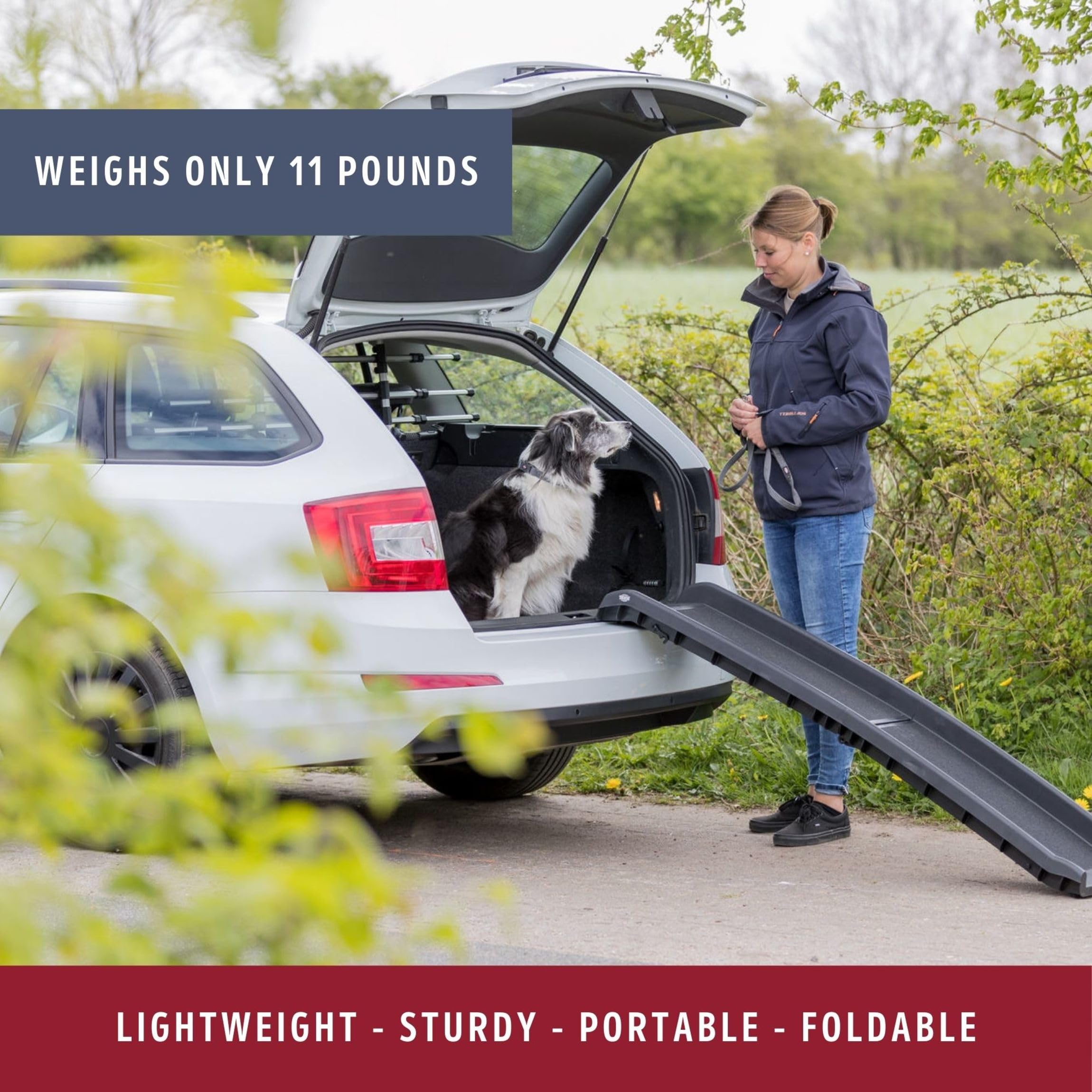 TRIXIE durable lightweight dog ramp designed for outdoor trips.