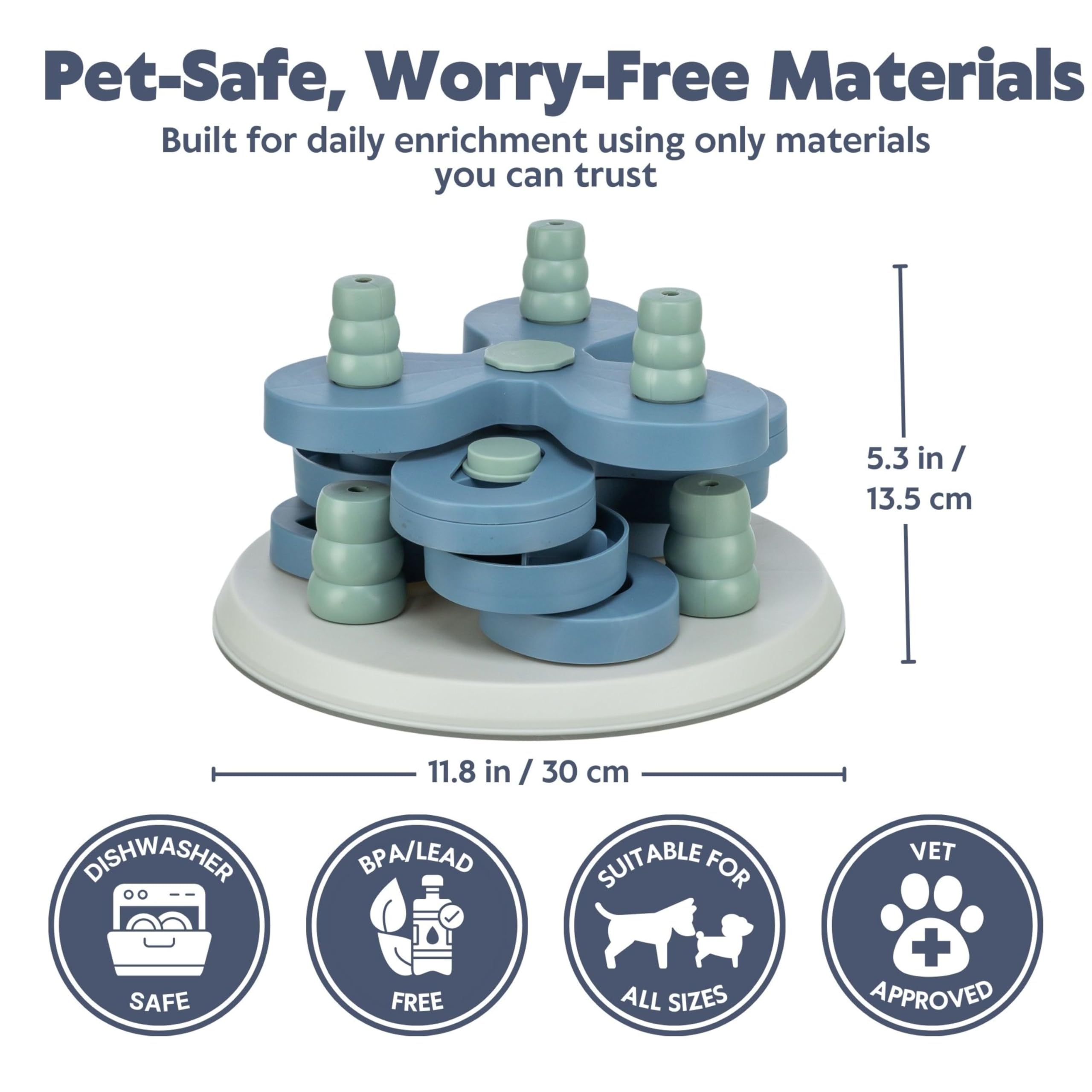 TRIXIE Flower Tower non-slip base keeps the puzzle steady during play