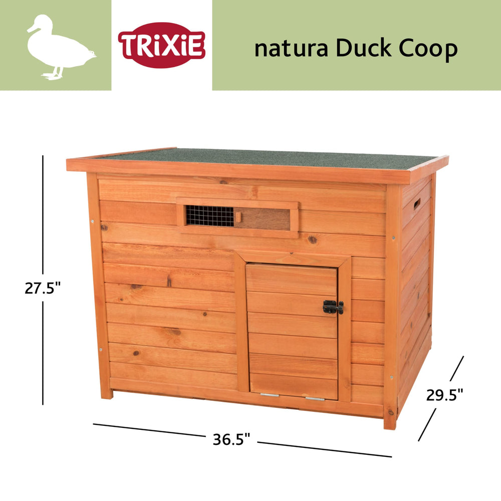 TRIXIE Natura duck coop inside view highlights cozy, compact space for small poultry.