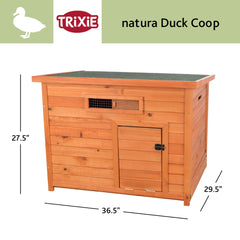 TRIXIE Natura duck coop inside view highlights cozy, compact space for small poultry.
