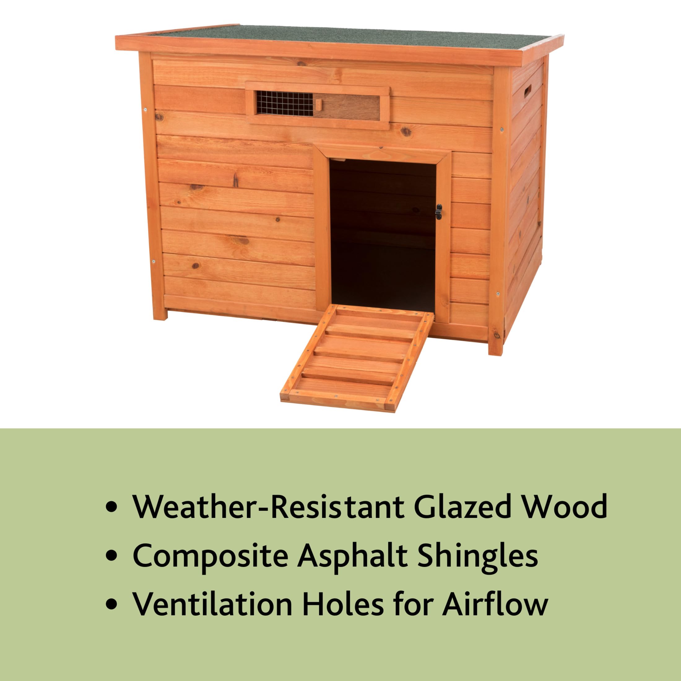 TRIXIE Natura duck coop portable with recessed grips enables easy relocation.