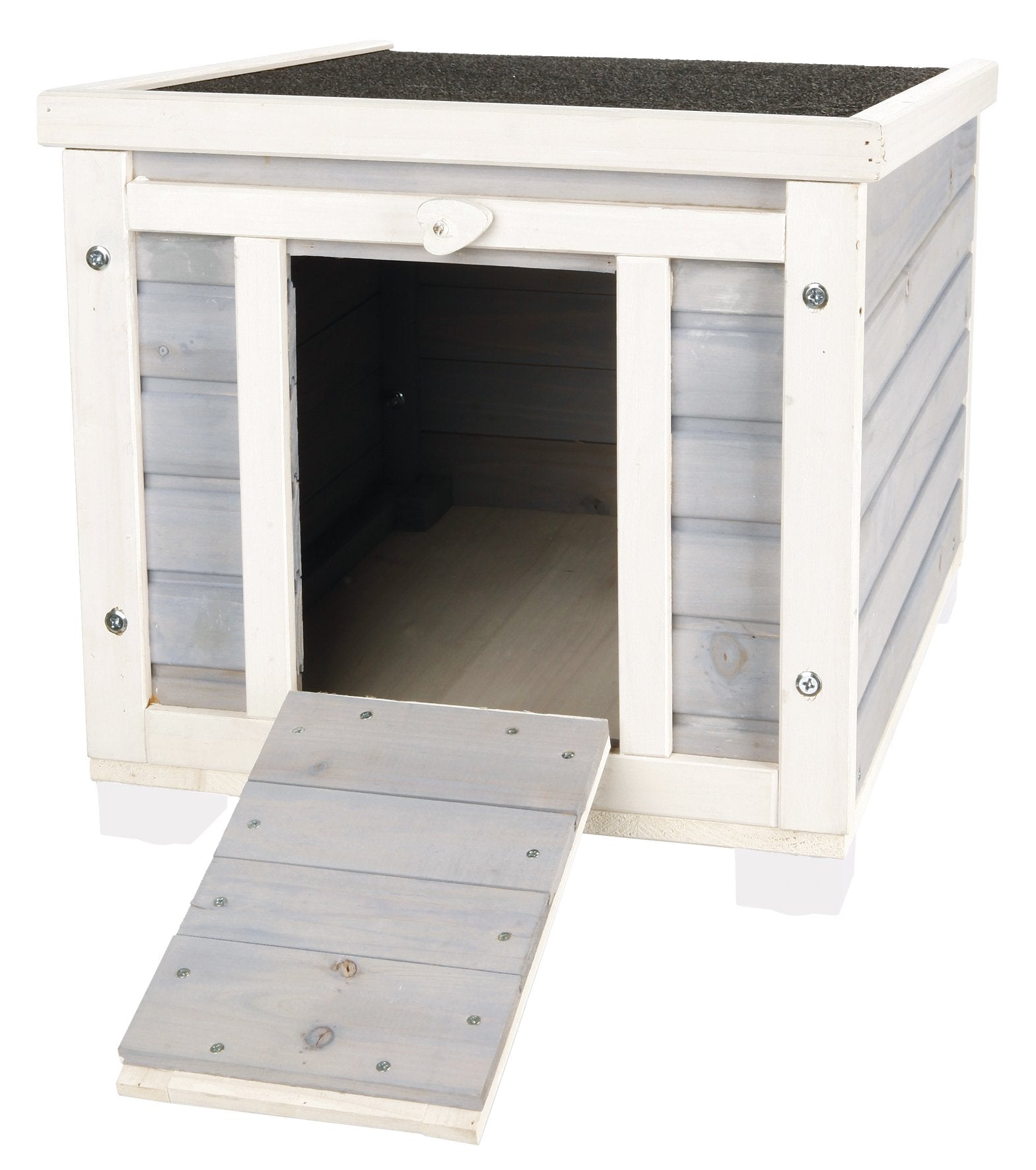TRIXIE cat house front entry with covered opening and ramp