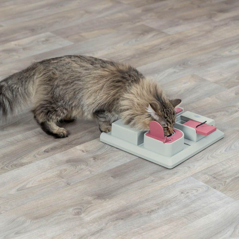 TRIXIE Poker Box pink-gray design adds cheerful style to playtime.