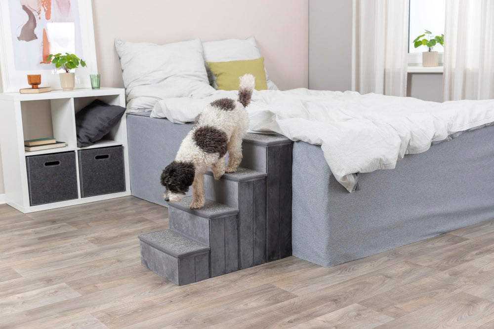 TRIXIE Velour stairs folded for compact storage and setup.