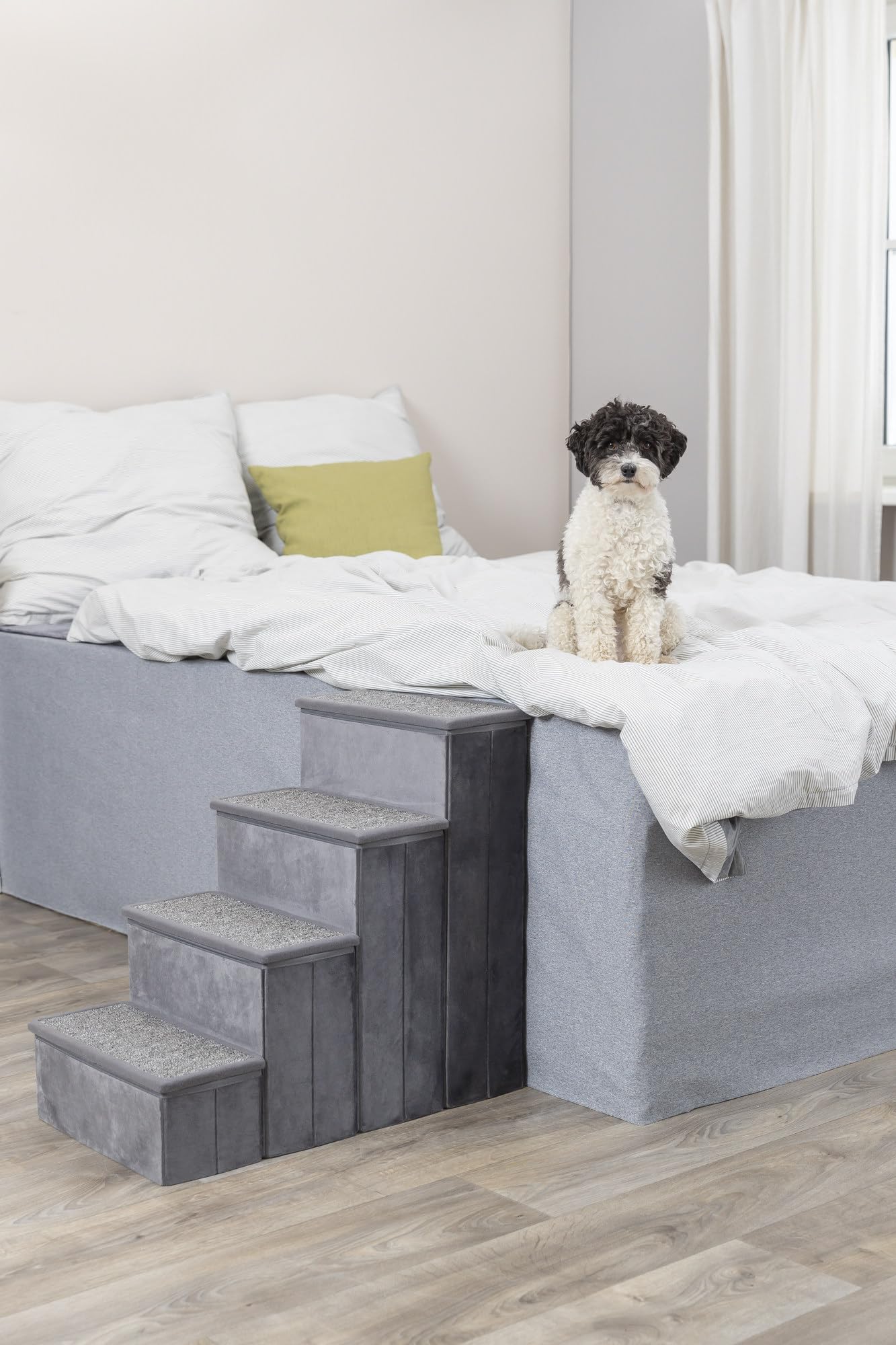 TRIXIE Velour sturdy lightweight stairs support dogs up to 110 lbs.