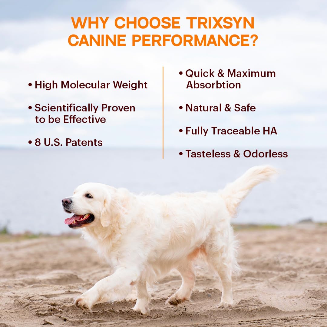 TRIXSYN bottle close-up shows patented MHB3 formula for joint support