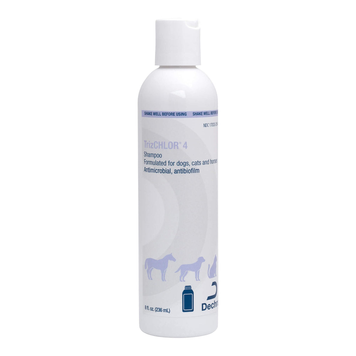TrizCHLOR 4 Shampoo bottle front for dogs, cats, and horses.