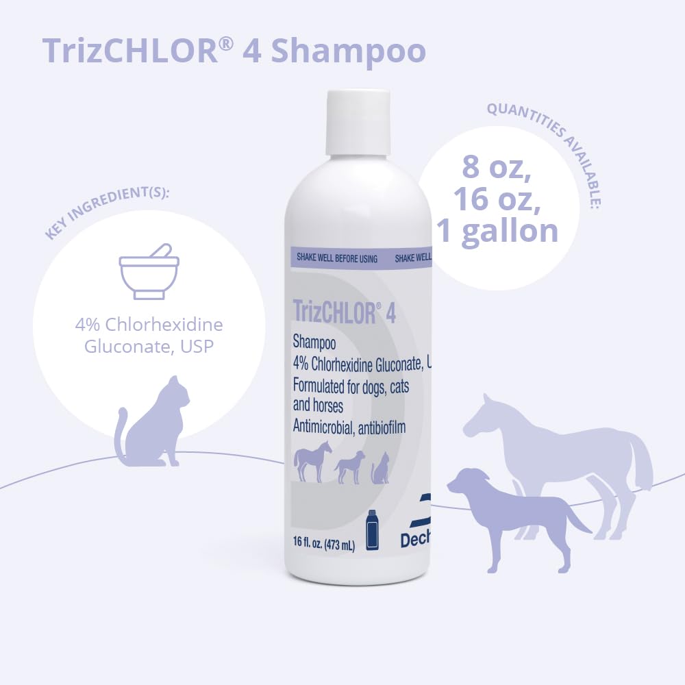 TrizCHLOR 4 Shampoo bottle for horses, thorough cleanse for coats and skin.