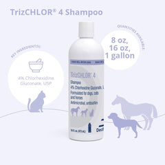 TrizCHLOR 4 Shampoo bottle for horses, thorough cleanse for coats and skin.