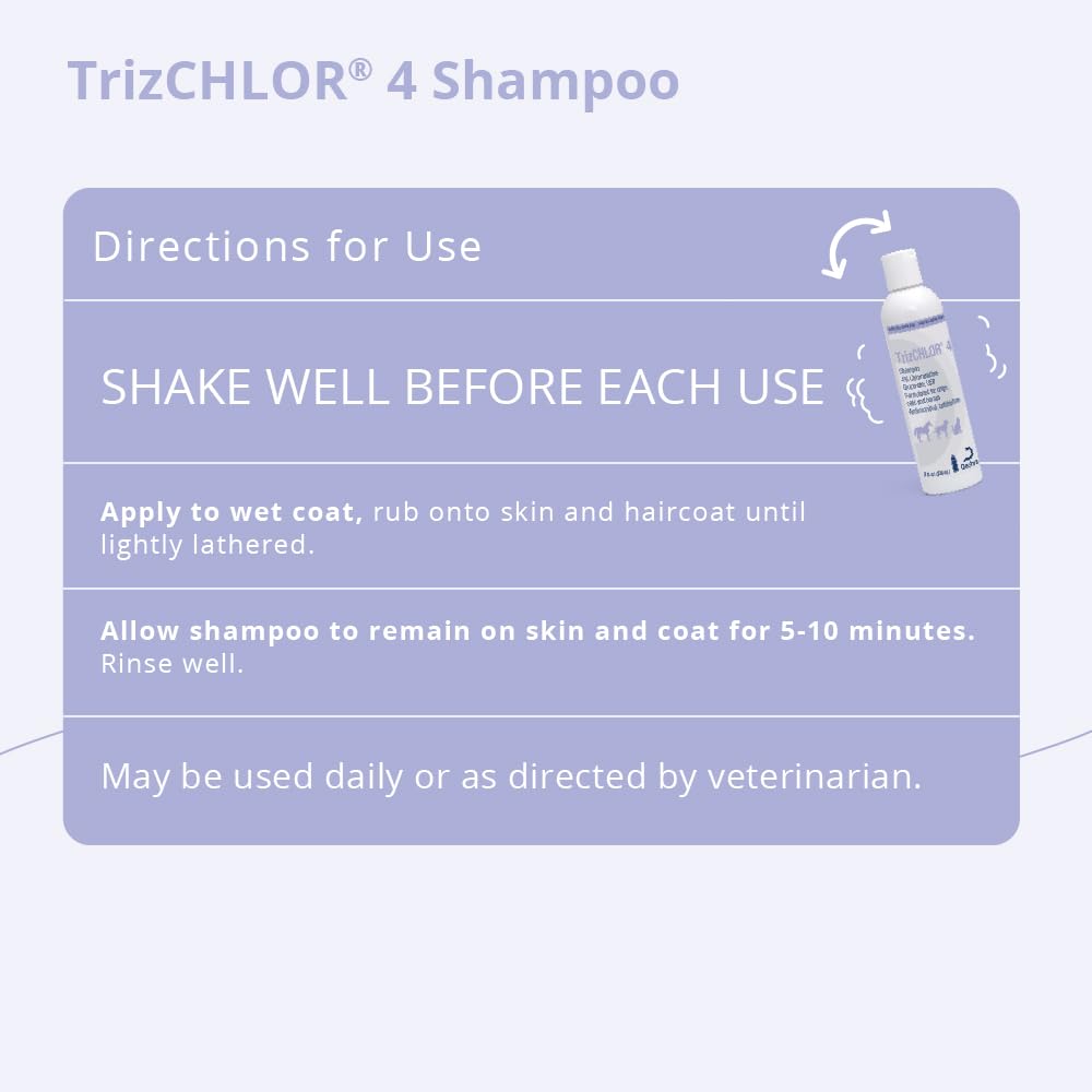 TrizCHLOR 4 Shampoo used on cat coat during bath.