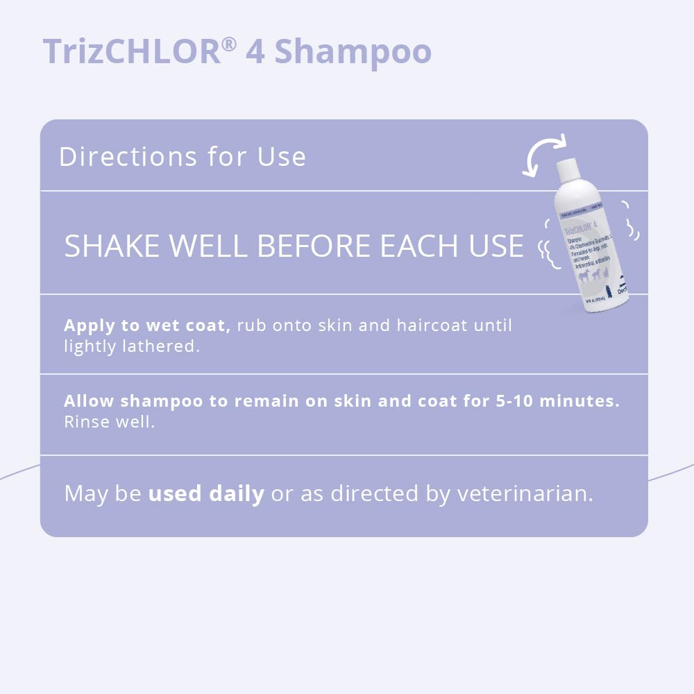 TrizCHLOR 4 Shampoo foamy lather closeup, rich cleansing action for pets.
