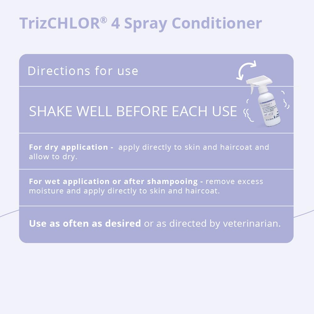 TrizCHLOR 4 spray conditioner bottle closeup with convenient nozzle design.