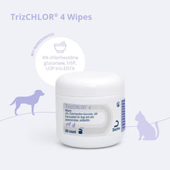 TrizCHLOR 4 Wipes dog application demonstrates gentle cleanup