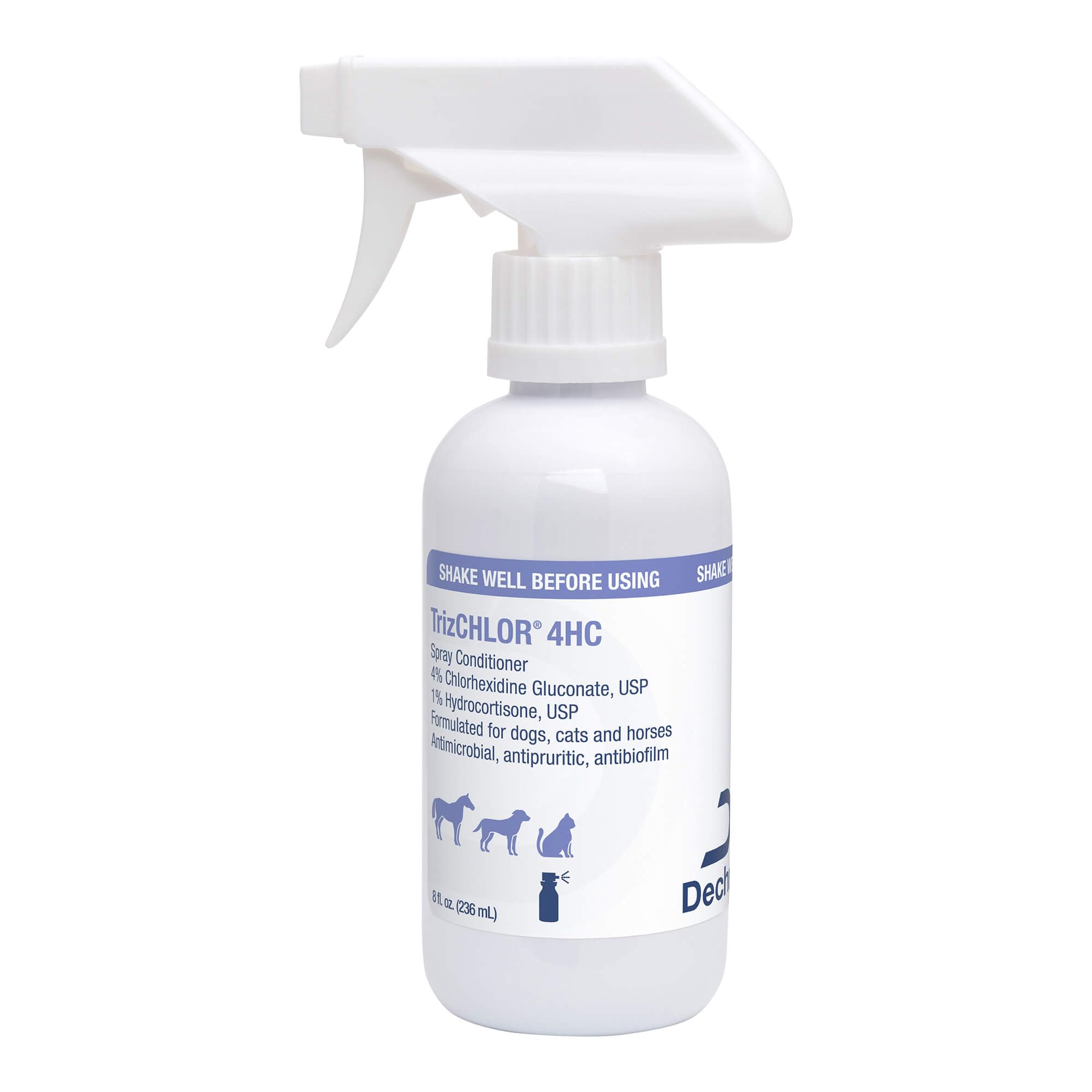 TrizCHLOR 4HC spray conditioner bottle for dogs, cats, and horses improves coat softness