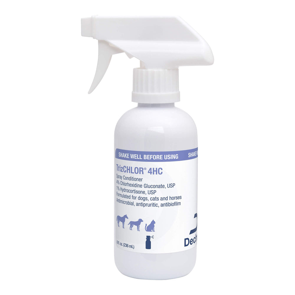 TrizCHLOR 4HC spray conditioner bottle for dogs, cats, and horses improves coat softness