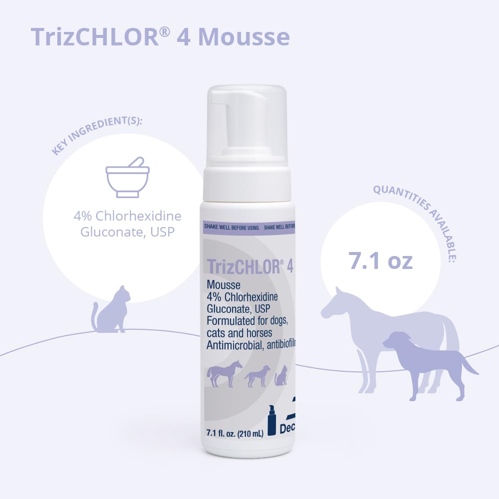 TrizCHLOR Mousse used on a horse's coat for gentle conditioning.