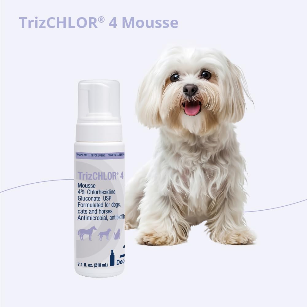 TrizCHLOR Mousse shown on a shelf for multi-pet use.