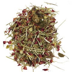 Tropical Carnival Flower and Leaf Blend image showcases hibiscus and rose petals for flavor and enrichment.