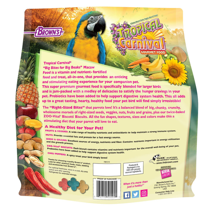 Tropical Carnival macaw big bites serving bowl for easy meal times.