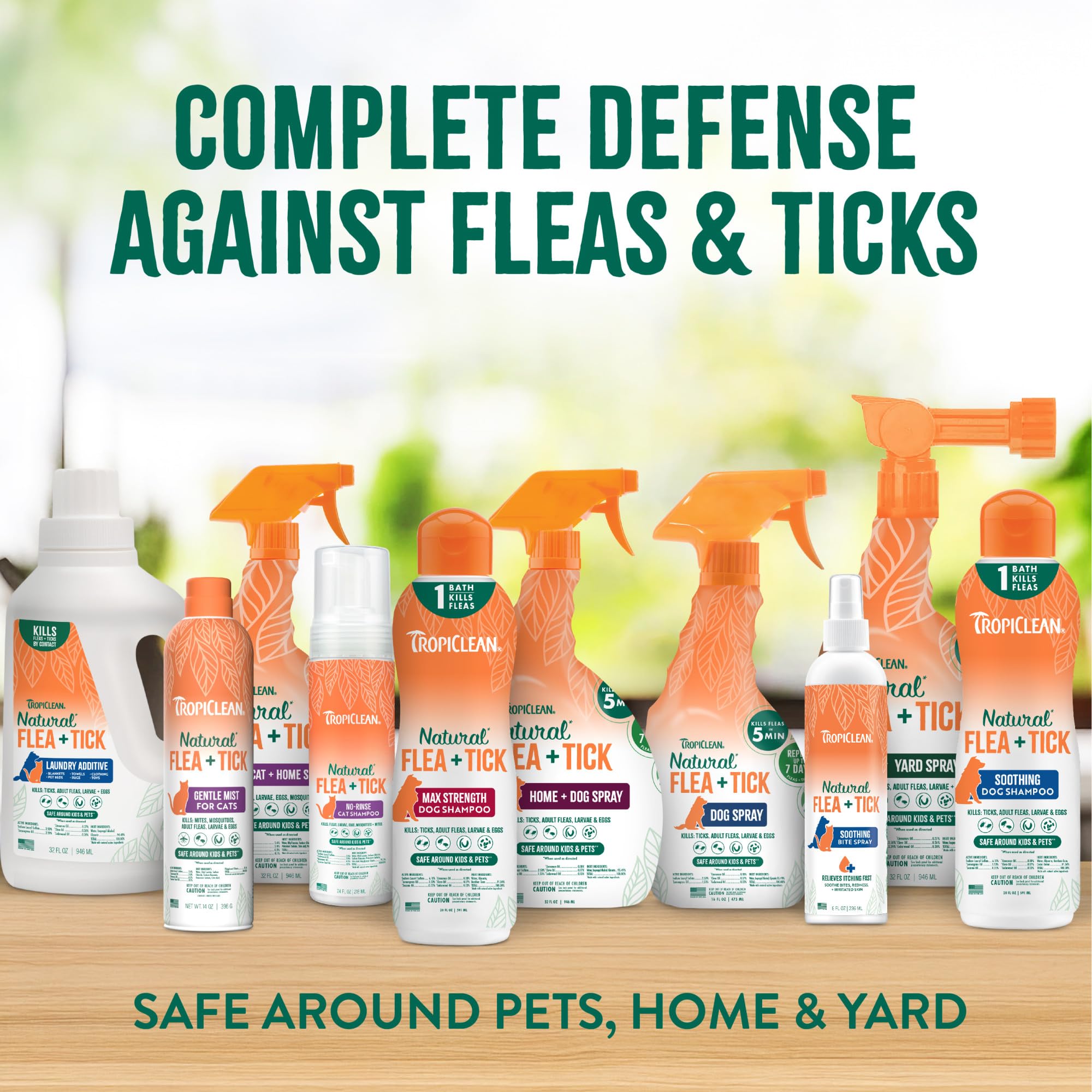 TropiClean all-purpose home-use scene promotes family-friendly pest protection.