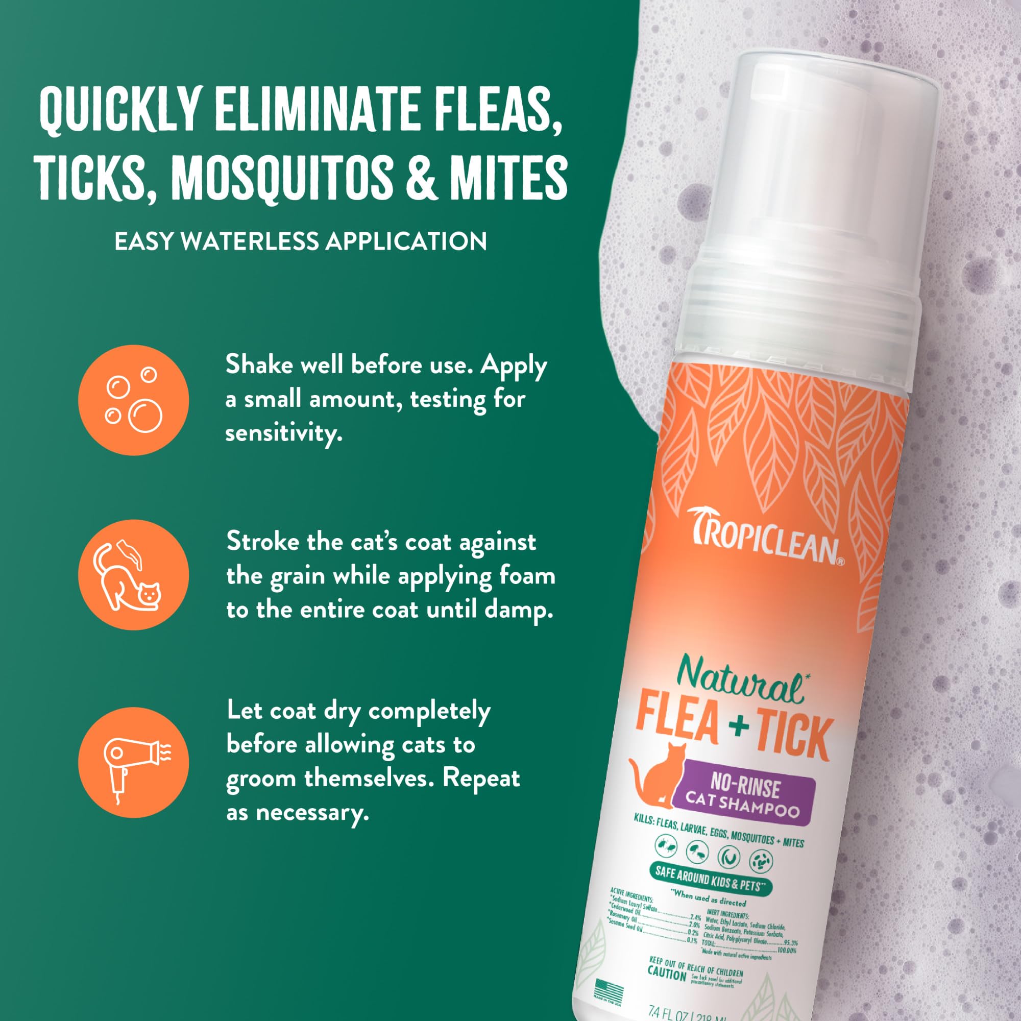 TropiClean citrus-scent finish leaves a pleasant aroma after use.
