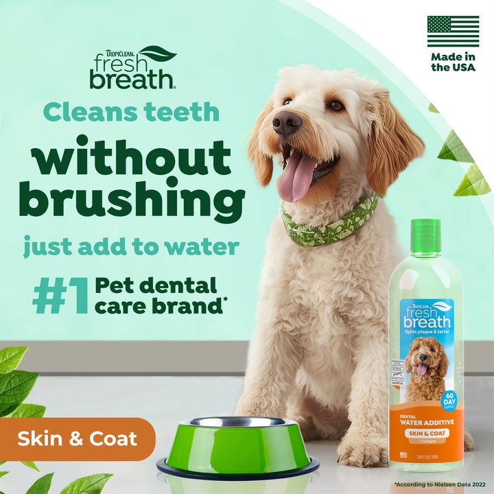 TropiClean collagen formula supports healthy skin and coat on dogs