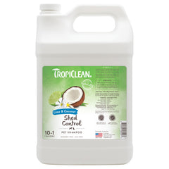 TropiClean Deshedding Dog Shampoo bottle helps detangle and reduce shedding.